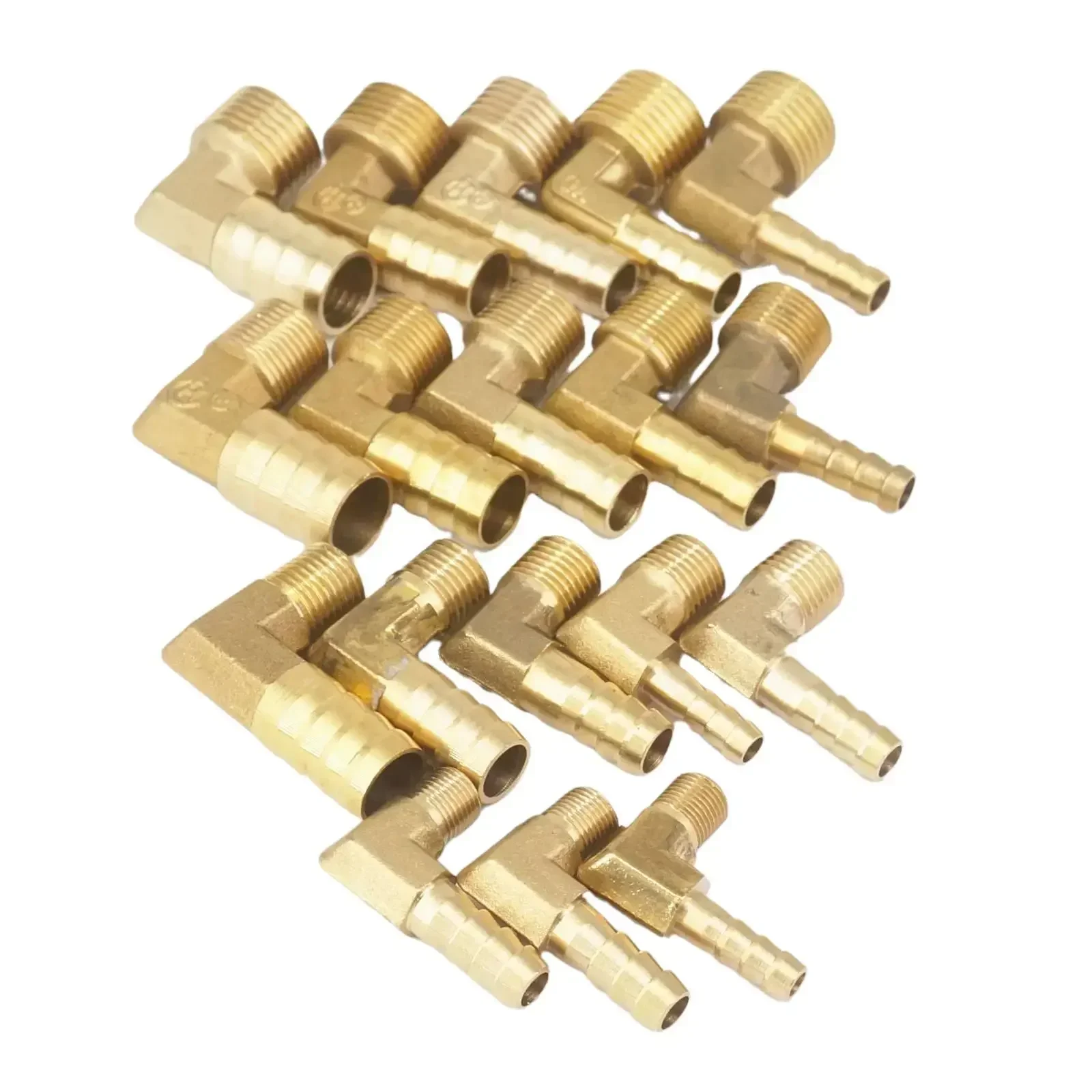 2pcs Fit Hose I.D 8mm/10mm Barbed x M8x1.28 M10x1 M10x1.5 M12x1.75 M14x1.5 M14x2 M16x2 Metric Male Elbow Brass Coupler Fitting