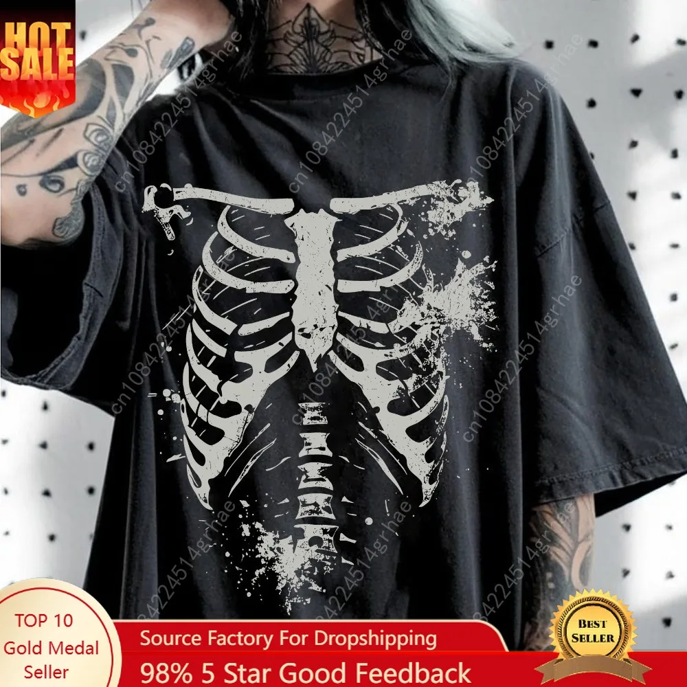 

Dark Style Skull Print Large T-shirt Men's T-shirt Summer New Item Suitable for Both Men and Women Casual T-shirt