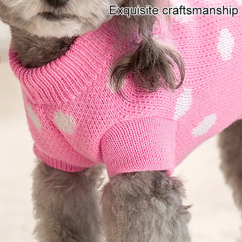 Puppy Dog Sweaters Winter Small Medium Dogs Cats Knitted Dot Clothes Warm Elastic Pet Chihuahua Vest Soft Windproof Coat Jacket