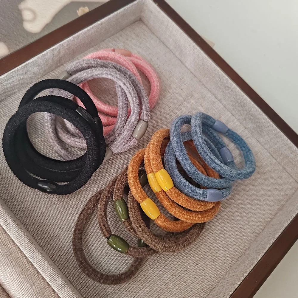 5PC Good High Elasticity Four Season Universal Velvet Hair Ties for Women Girls Ponytail Holder Hair Rings Rope Accessories