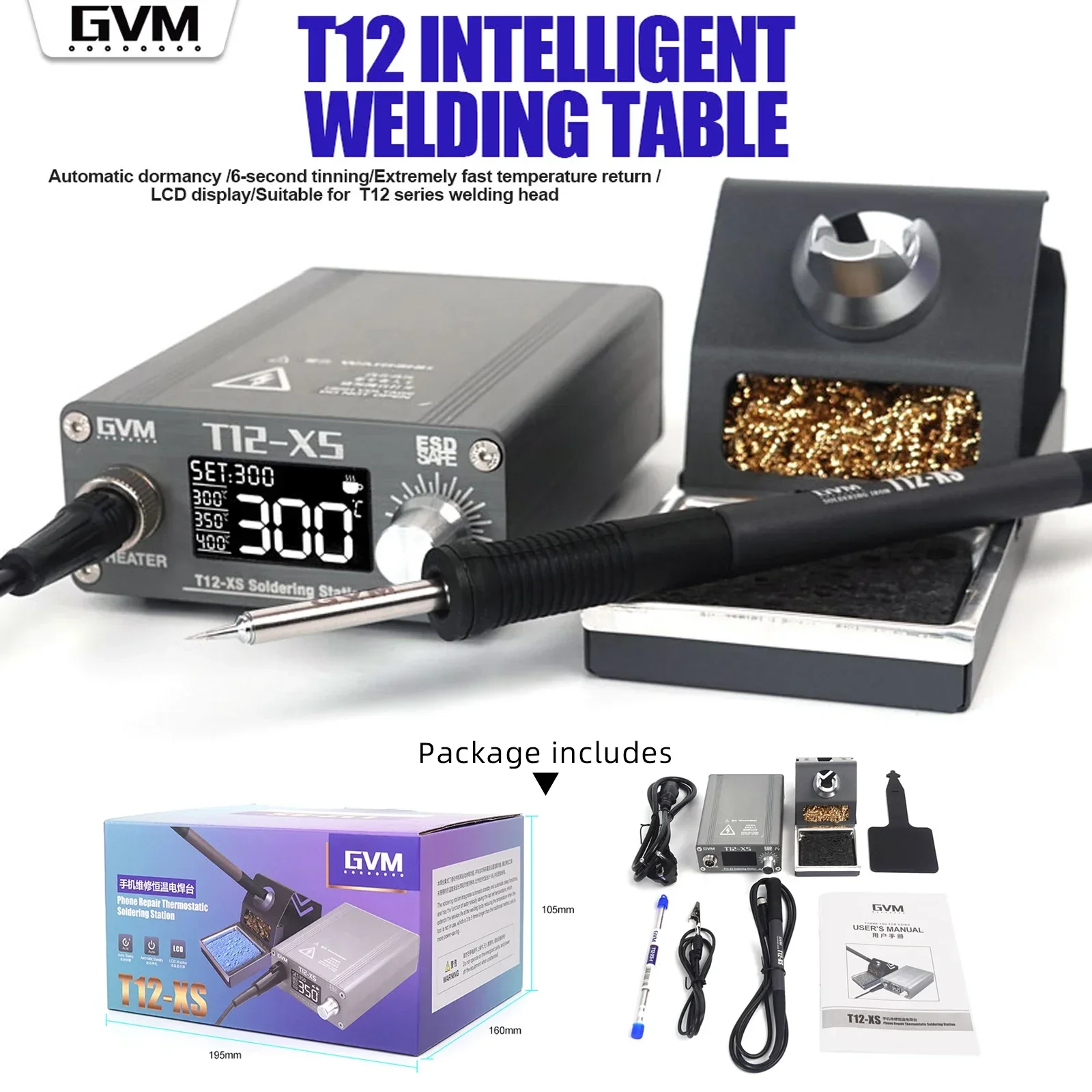محطة لحام GVM ، شاشة LCD عالمية للهواتف المحمولة ، إعادة صياغة BGA PCB ، مجموعات أدوات لحام ، ، T12 ، V ، ma V
