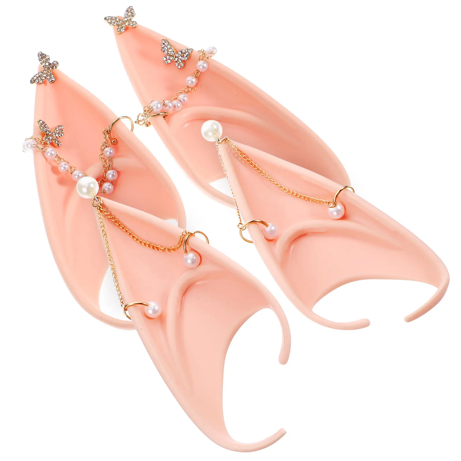 

2 шт. легкие аксессуары для костюма: ушки феи с жемчужной цепочкой, для косплея, Хэллоуина, вечеринок, маскарадов и карнавалов