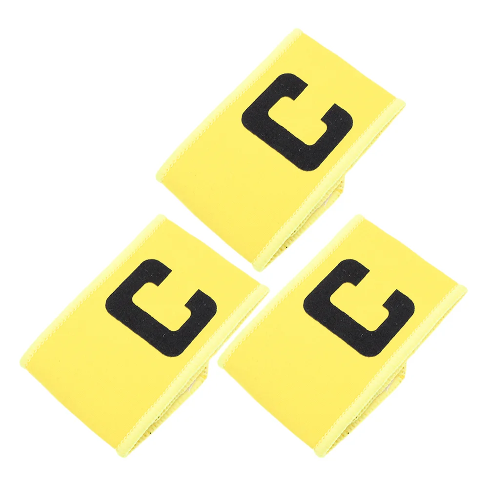 

3 Pcs Captain Armband Portable Soccer Professional Bands Football Long Sleeve Yellow Elastic