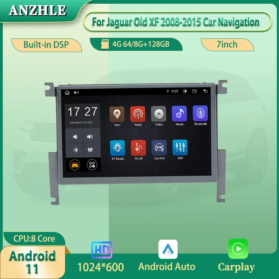 

7-inch Original Car Style Android 11.0 Works With Jaguar XF X250 2008-2015 Media Player Carplay/Auto Radio Buiilt in DSP