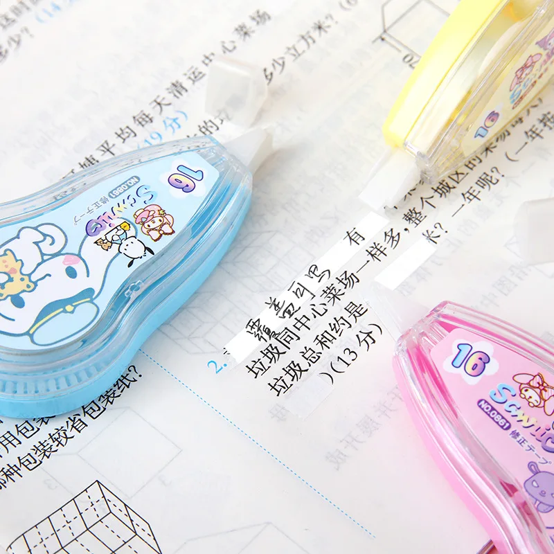 Imagem -04 - Sanrio Kawaii Kuromi Cinnamoroll Fita Corretiva Promocional Papelaria Presente Escola e Material de Escritório mm 3m 24 Peças Lote