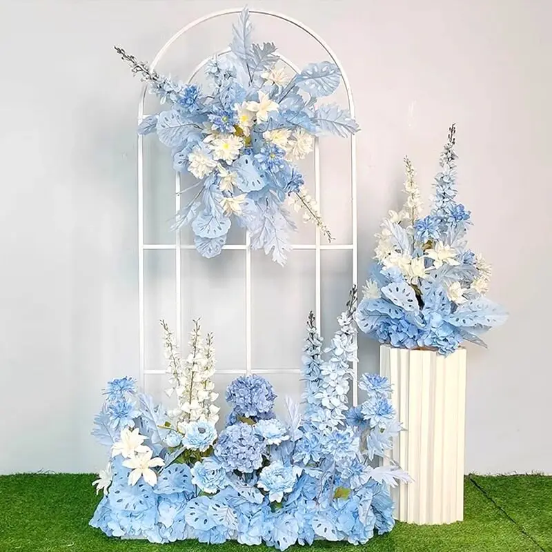 

Blue-toned floor flower arrangement set, decorative props, floral arrangement for auditorium decoration