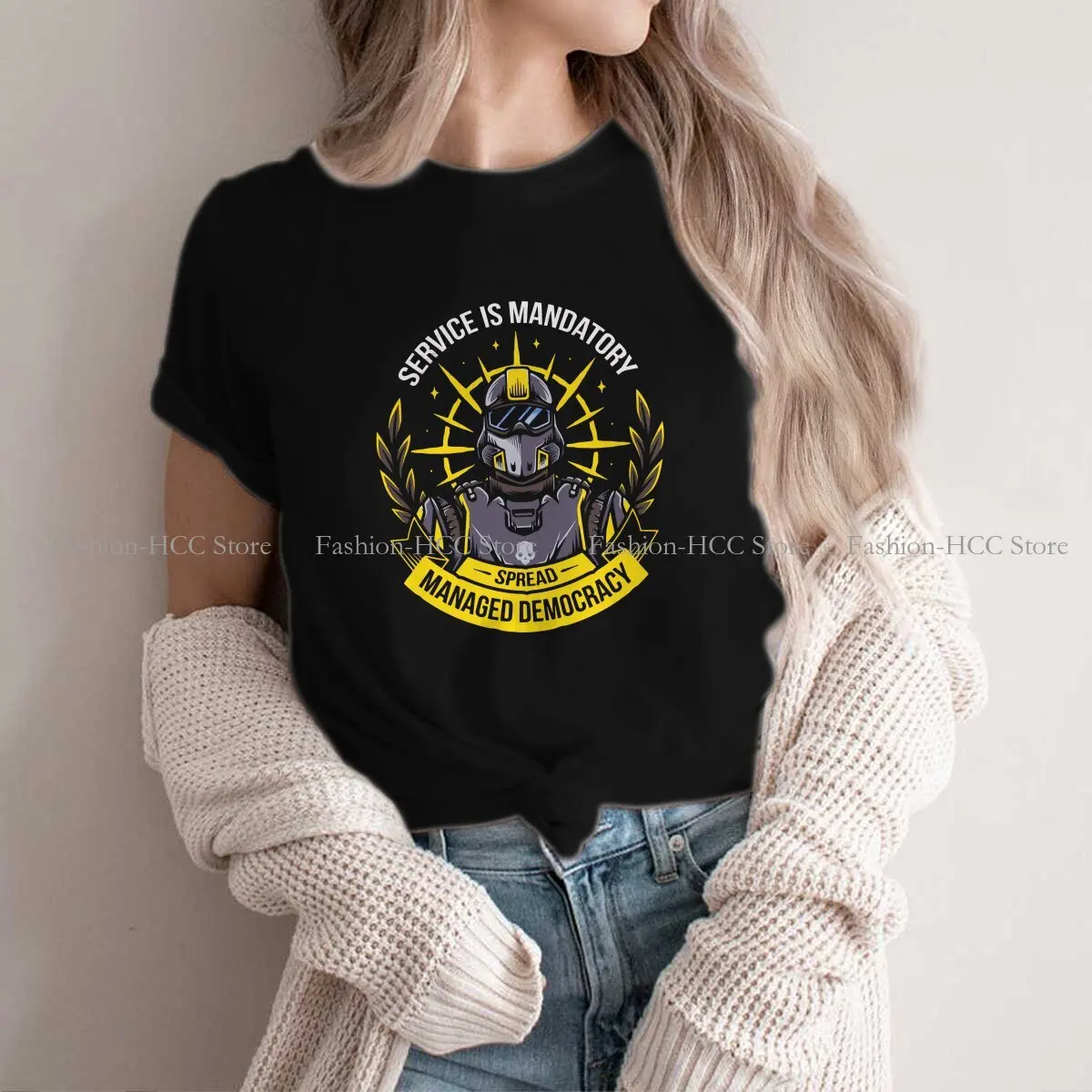 HELLDIVERS Polyester TShirts Spreading Democracy Distinctive Homme T Shirt Hipster Clothing