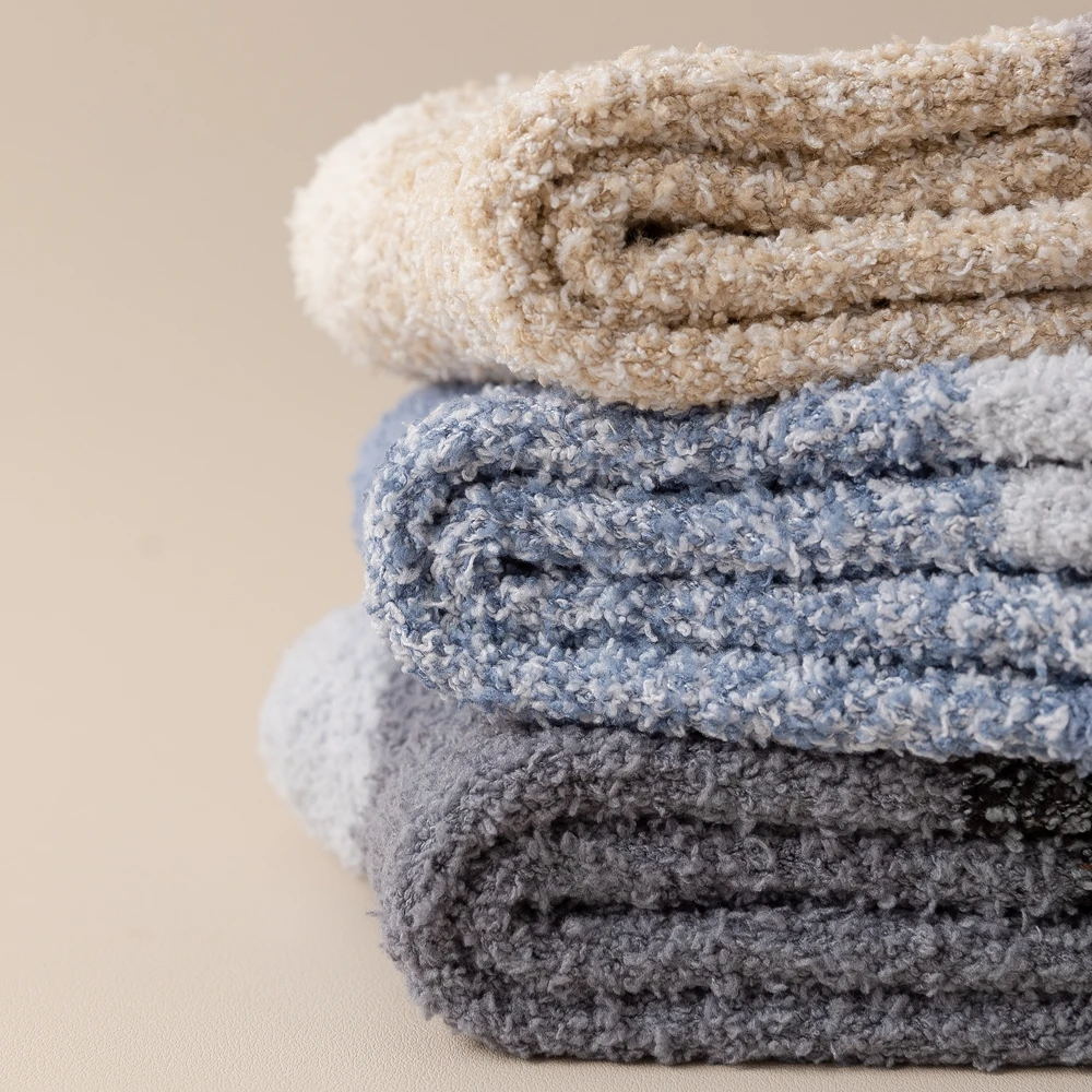 남성 코랄 플리스 두꺼운 겨울 양말, 중간 튜브 수면 바닥 모피 양말, 보온, 아늑한 푹신한 따뜻한 양말, 소년 양말, 3 쌍