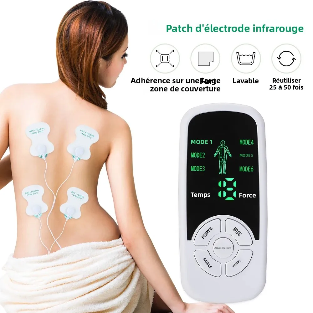 Stimulateur musculaire électrique à impulsion EMS, masseur pour le dos et le cou, Acupuncture Tens, physiothérapie méridienne, Massage numérique avec coussinets