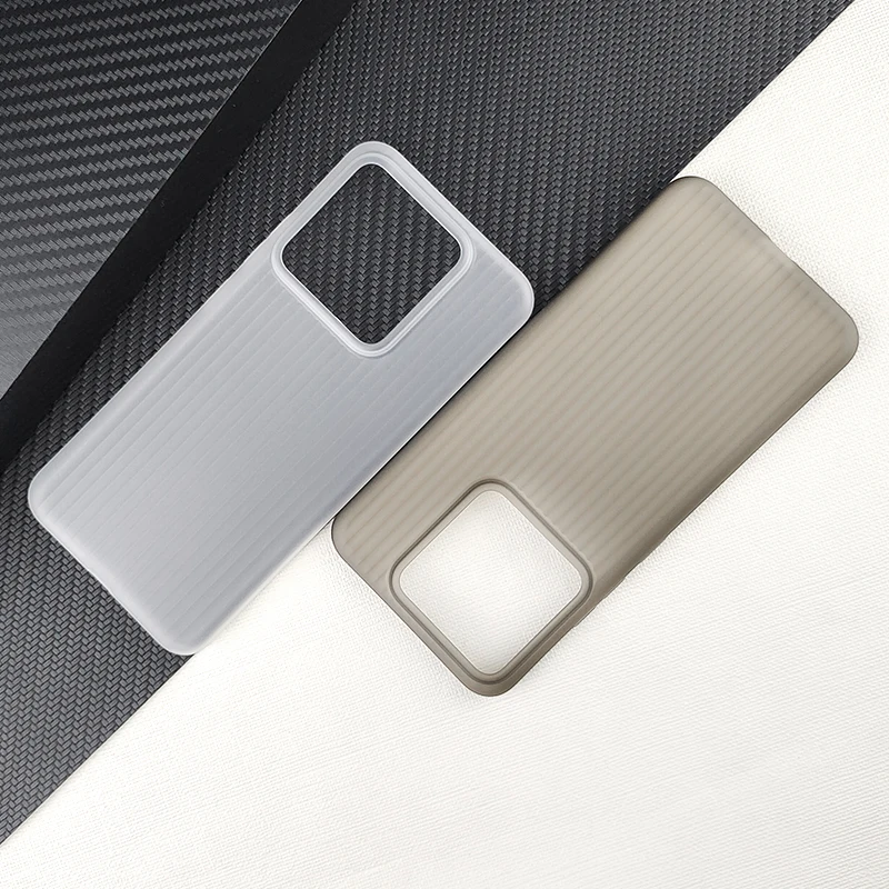 For Xiaomi 14 13 13T Pro Ultra Camera big Hole Transparent Color Corrugation PP Anti fingerprint Anti-Slip Back Cover Case Shell