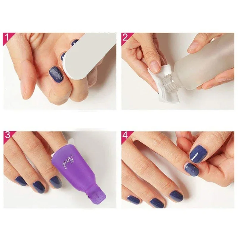 Pinzas de removedor de esmalte de uñas, 10 unidades de Gel reutilizable de plástico para uñas, tapas de Clip de remojo, esmalte de Gel UV