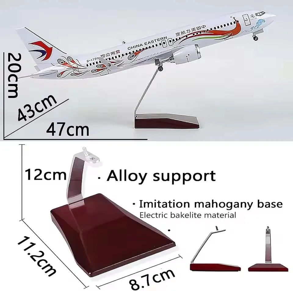 

47CM B737-800 China Eastern Airlines Yunnan Peacock Airplane Toy Model Die-cast Resin adults fun Aircraft Model Suitable Decor
