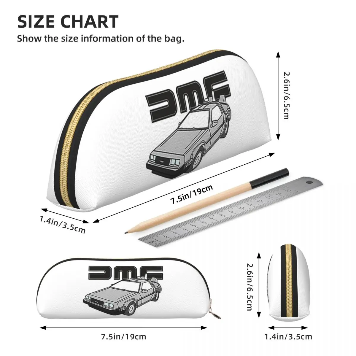 DMC Delorean Pencil Cases Pencil Pouch Storage Stationery Supplies Large Storage Pen Box Pencil Bag for Boys Girls School