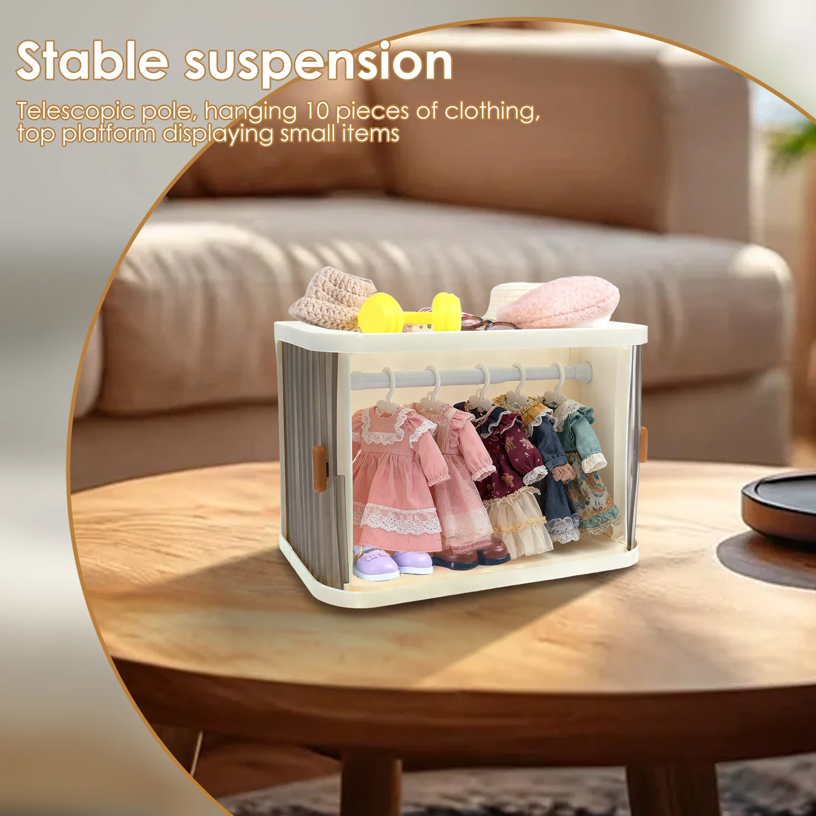 人形服クローゼット 折りたたみ式ワードローブ ハンガー10本、フック2個、伸縮ロッド1本付き プレイセット 人形アクセサリー ファッションおもちゃ ギフト