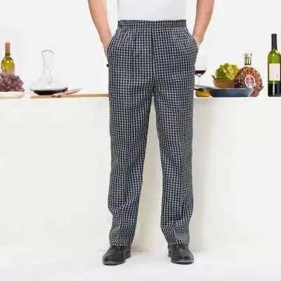 Casual Chef Pants Plaid Elastic Kitchen Workwear Men Women Chef Trousers Comfortable Fit Culottes Work Uniforms AE Stock