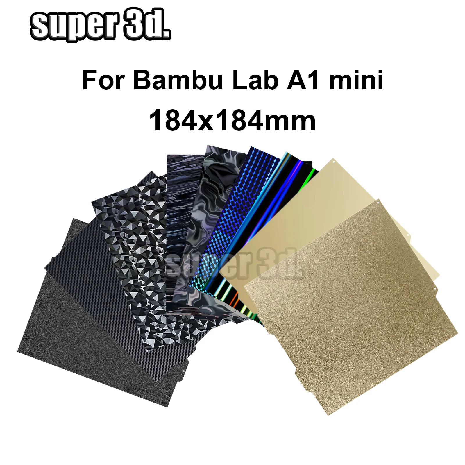 184 x 184 mm Bambu Lab A1 Mini-Bauplatte H1H PEO PET, glatt strukturiert, Bambulabs, Bett, Federstahlblech, Pei-Blatt für Bamboo Lab