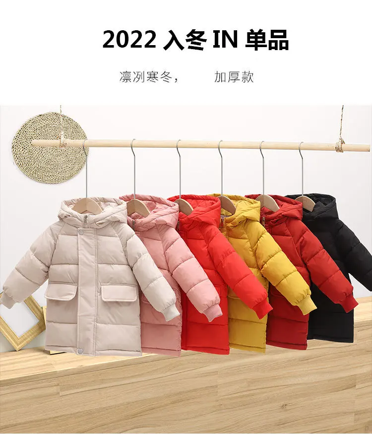 Lange, dicke Mäntel für Jungen, Mädchen und Kinder, warme Baumwolljacken, weiche, bequeme Sportbekleidung, winddichte Outfits für Kinder, lässige Freizeitkleidung für Babys und Kinder. – Detail 2