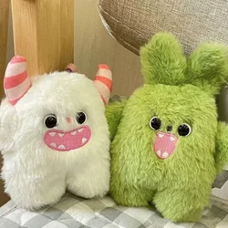 Plush Snow Monster Keychain Girls Cute White Green Cartoon Furry Toy School Bag Pendant Keyring Car Keyholder Plush Accessories