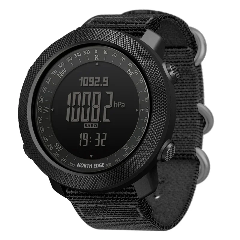 NORTH EDGE APACHE-46 Digital Wristwatch For Men Military Nylon Band 50M Waterproof Altitude Barometer Compass Weather Forecast W
