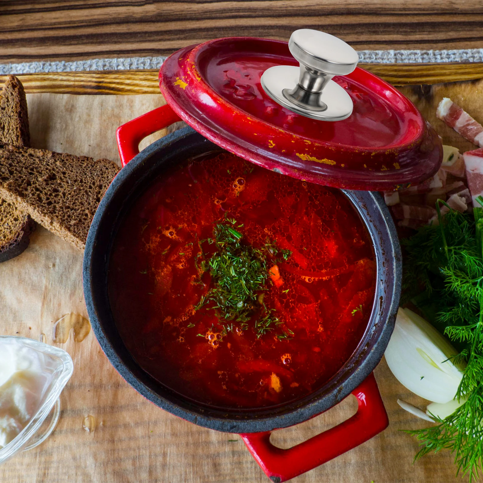 

4 Pcs Anti-scald Lid Handle Frying Pan Solid Stainless Steel Pot Cooking Cover Knob