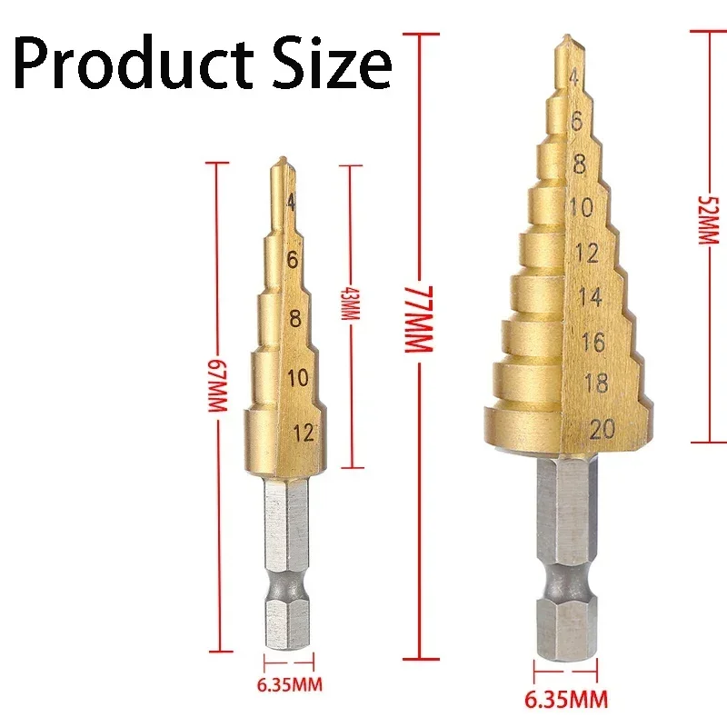 HSS Titanium Coated Stap Boor Hoge Snelheid Staal Hout Gatensnijder Zeshoekige Stap Kegel Boren Gat Opening Stap Boor Tool