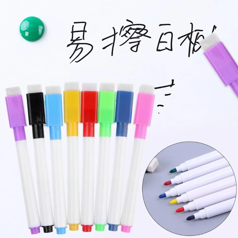 1 Set Whiteboard Pen Erasable Marker Office School Supplies 8 Colors
