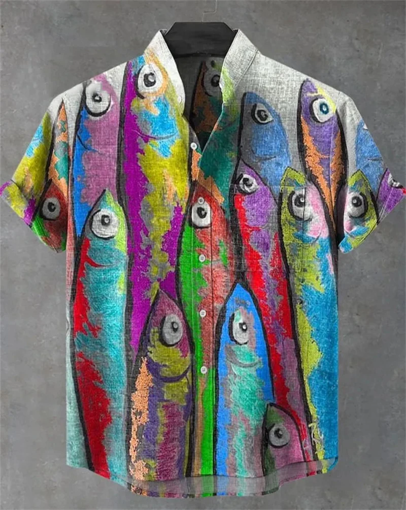 Spring/Summer Men's Shirt Short Sleeve 3D Printed Animaland Fish Pattern Series Comfortable Loose Large Size S-6XLQuick Shipping