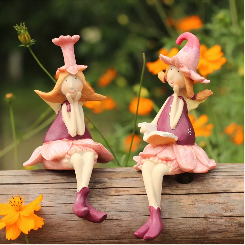 

American resin cute girl decoration outdoor courtyard balcony garden sculpture home bedroom small