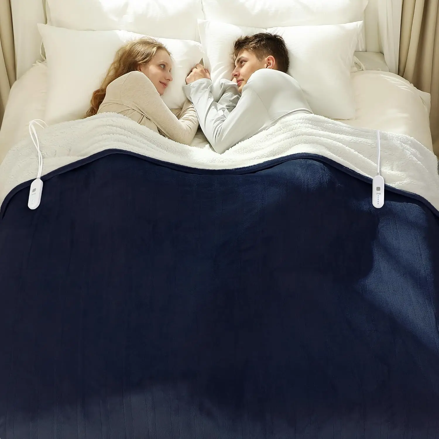 

Queen Size Heated Blanket with Dual Control, 5 Heat Levels, Auto Off & Overheat Protection for Home Comfort