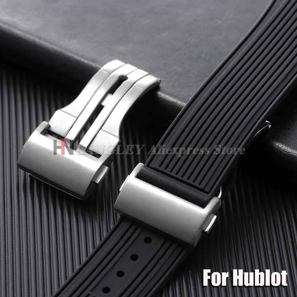 20mm 22mm para hublot big bang clássico fusão série relógio dupla imprensa dobrável borboleta fivela fecho de aço inoxidável botão masculino