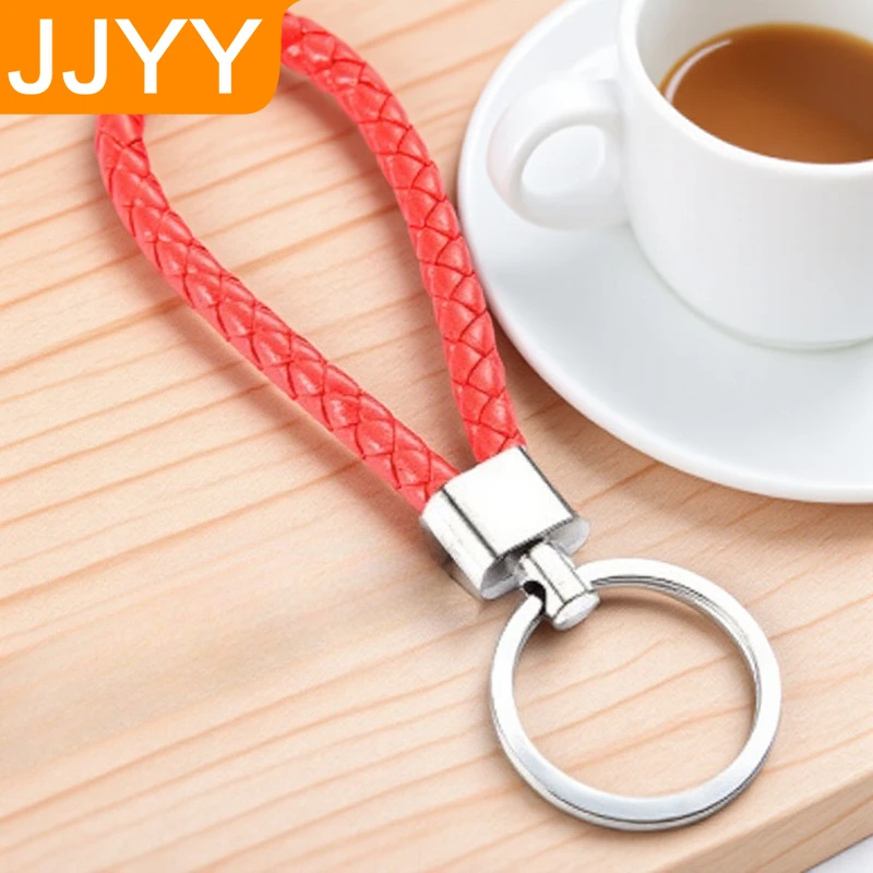 Handgefertigter Leder-Schlüsselanhänger, geflochtener Schlüsselanhänger, gewebter Schlüsselanhänger, Metall, DIY-Zubehör, Auto-Schlüsselanhänger, Anhänger, langlebiges Geschenk