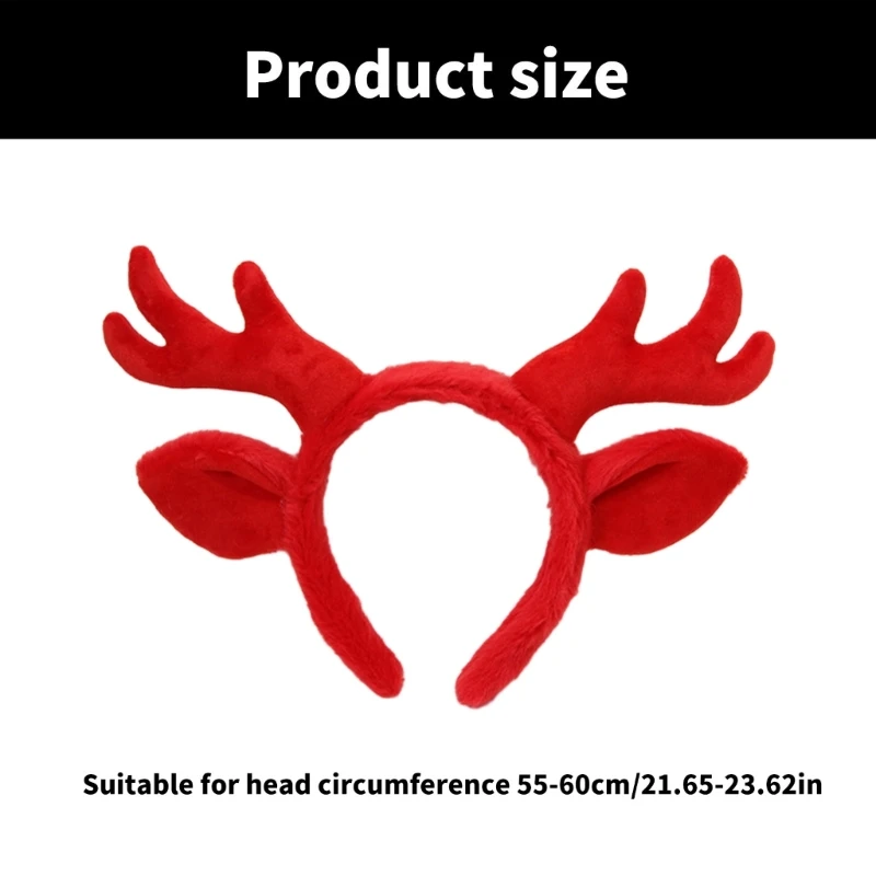 Antler Headband Deer Ears Hair Accessory for Women and Girls Headpieces for Christmas Cosplay Party Prom Photo Props