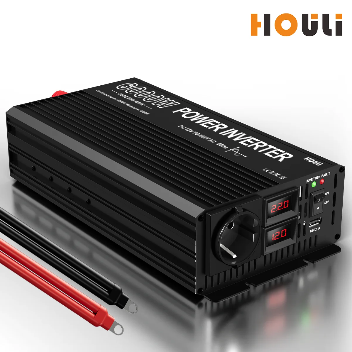 Pure Sine Wave Inverter  2000W 3000W 4000W 5000W 6000W DC 12V To AC 220V Portable Power Voltage Converter Car Solar Inverter