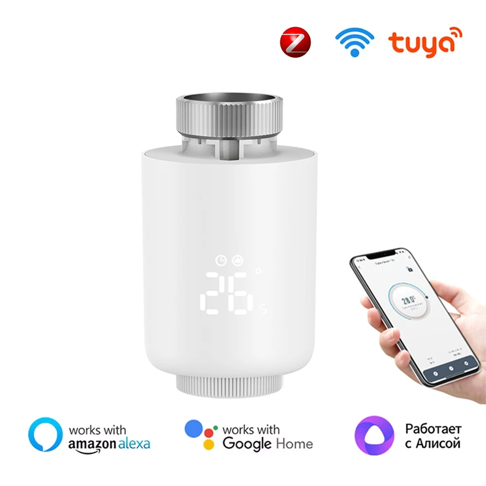 

Привод радиатора термостата Tuya ZigBee, умный термостатический клапан TRV, регулятор температуры, поддержка Alexa Google Home