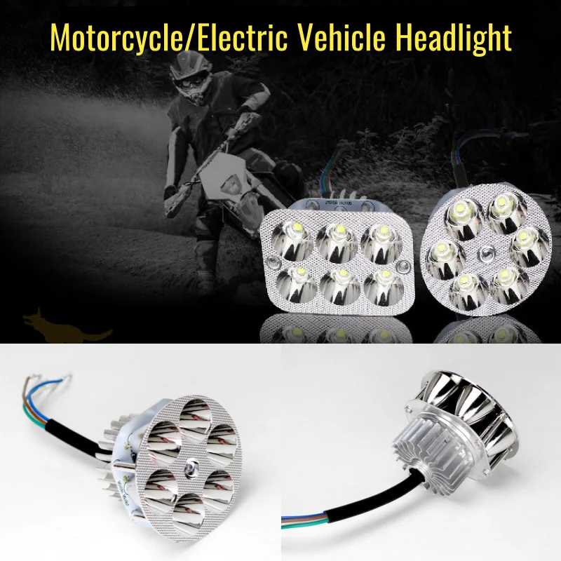 1xUniversal Motorcycle LED Headlight Far Near Light Electric Car Built-in Spotlight Universal for Car Light Motor Bike Headlight