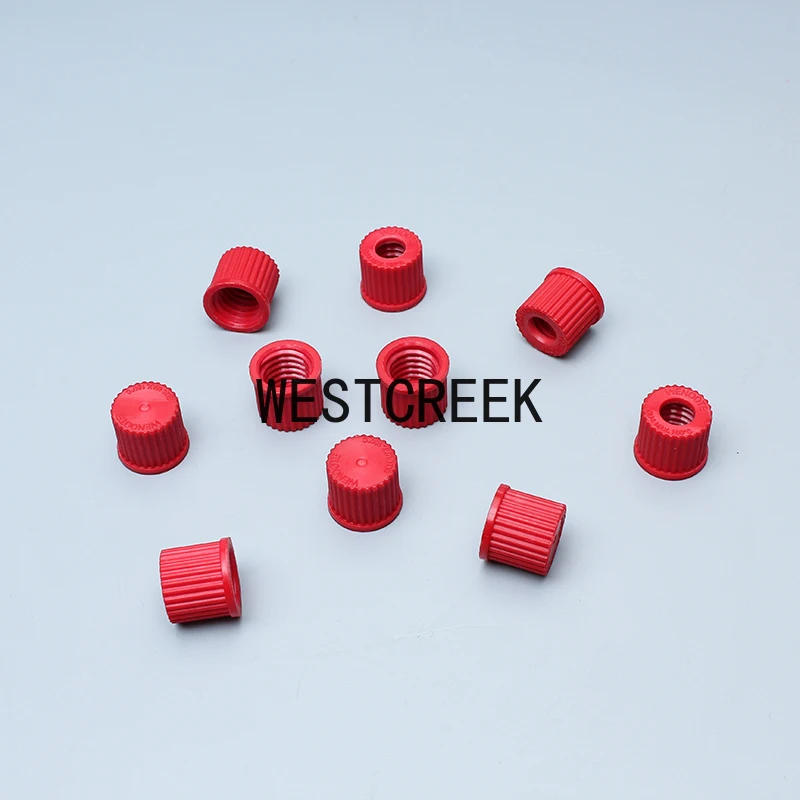 10 Pieces GL14 PBT Reagent Cover 180C Red Cover Inlet Top Opening High Temperature Screw Glass Instrument