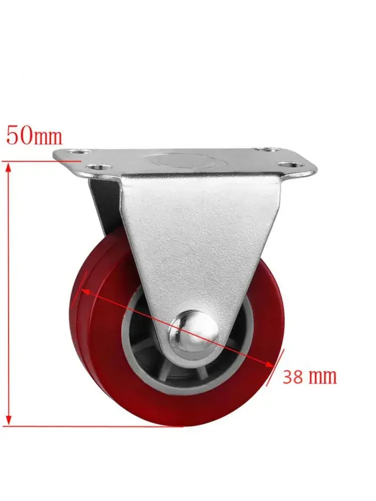 4 Pcs/Lot 1.5 Inch Jujube Red Pu Directional Caster 38mm Mute Wear-resistant Polyurethane Pulley Furniture Wheel Free Screws