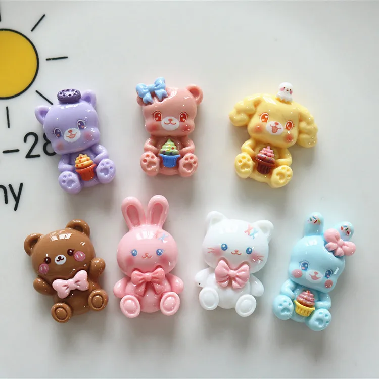 

10pcs Mini Kawaii Cartoon Bunny Rabbit Flat Back Cabochons Scrapbook Diy Party Hairpin Accessories Home Decoration Craft