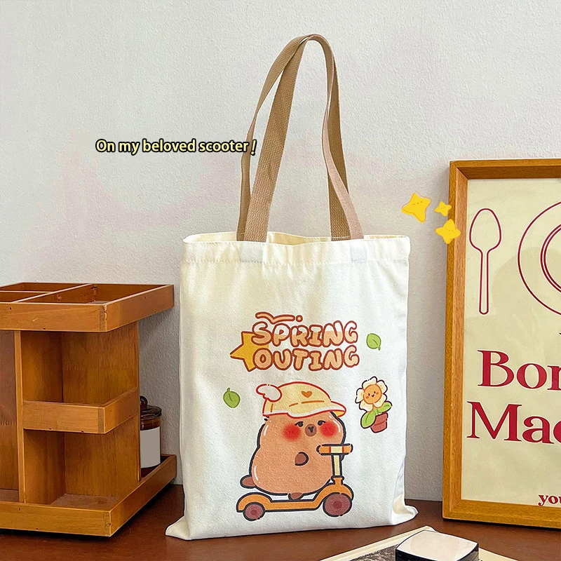 Sac en toile de grande capacité Kapibala, sac à provisions Capybara, sacs fourre-tout initiés, sacs de rangement pour la papeterie, mignon