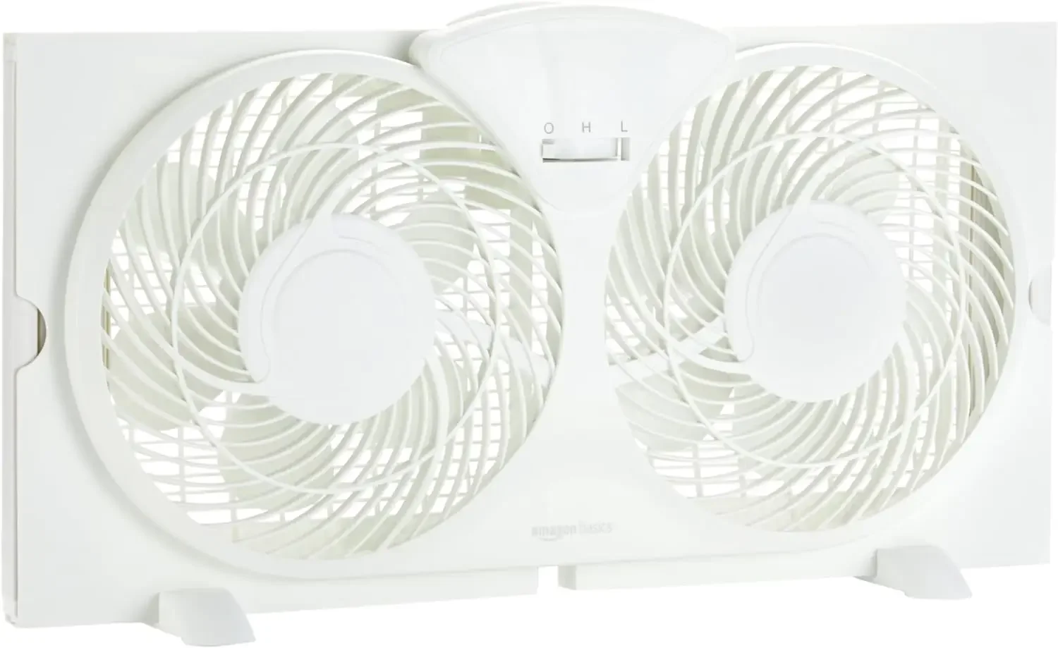 Ventilador de janela com controles manuais, lâminas gêmeas, alça moldada, pés removíveis, conveniência branco, 9"