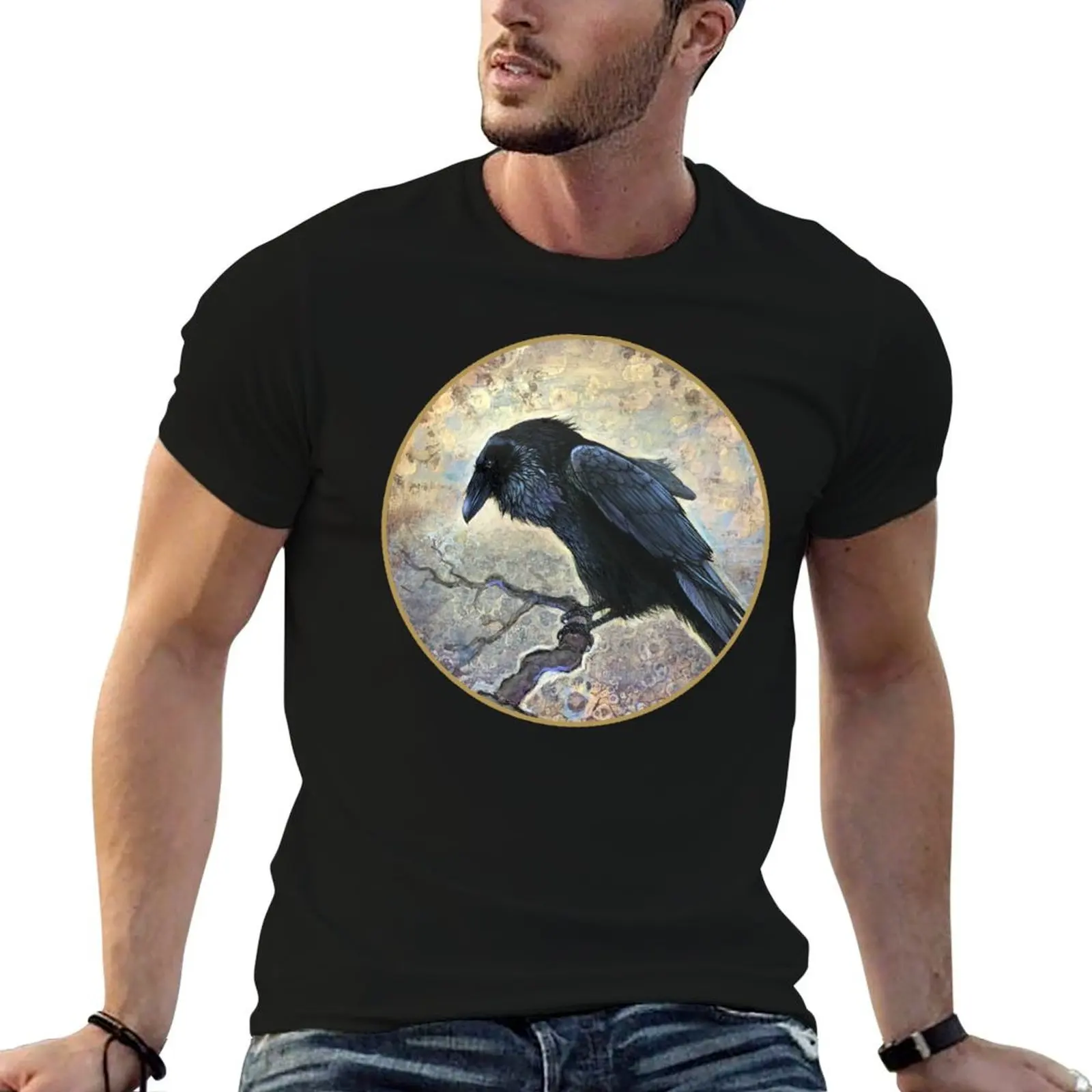 Keeper of Dreams - a Raven Painting T-Shirt man clothes luxury t-shirt plain black t shirts men