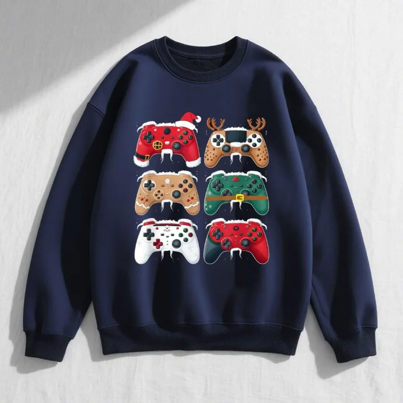 ألعاب عيد الميلاد وحدة تحكم ألعاب الفيديو للأولاد الذكور هودي هدية للجنسين قطنية علوية لجميع المواسم كاجوال عصرية ناعمة ومريحة