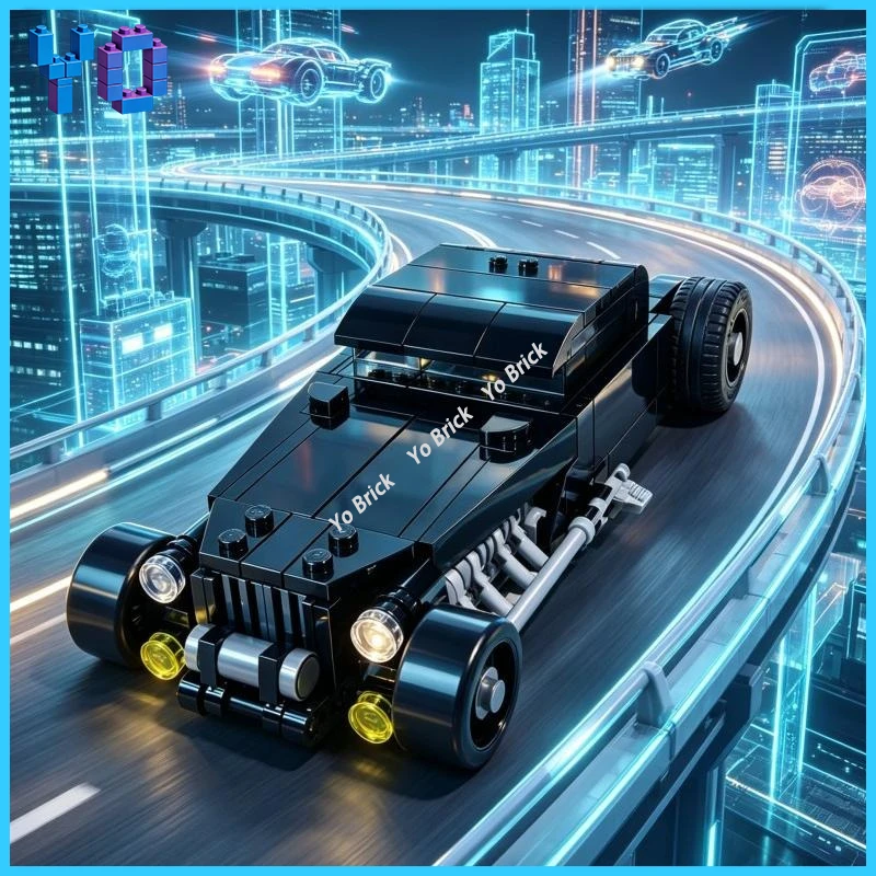 

Retro Modified Hot Rod Building Blocks cars MOC Vintage Sports Car Model Educational Bricks Home Decoration