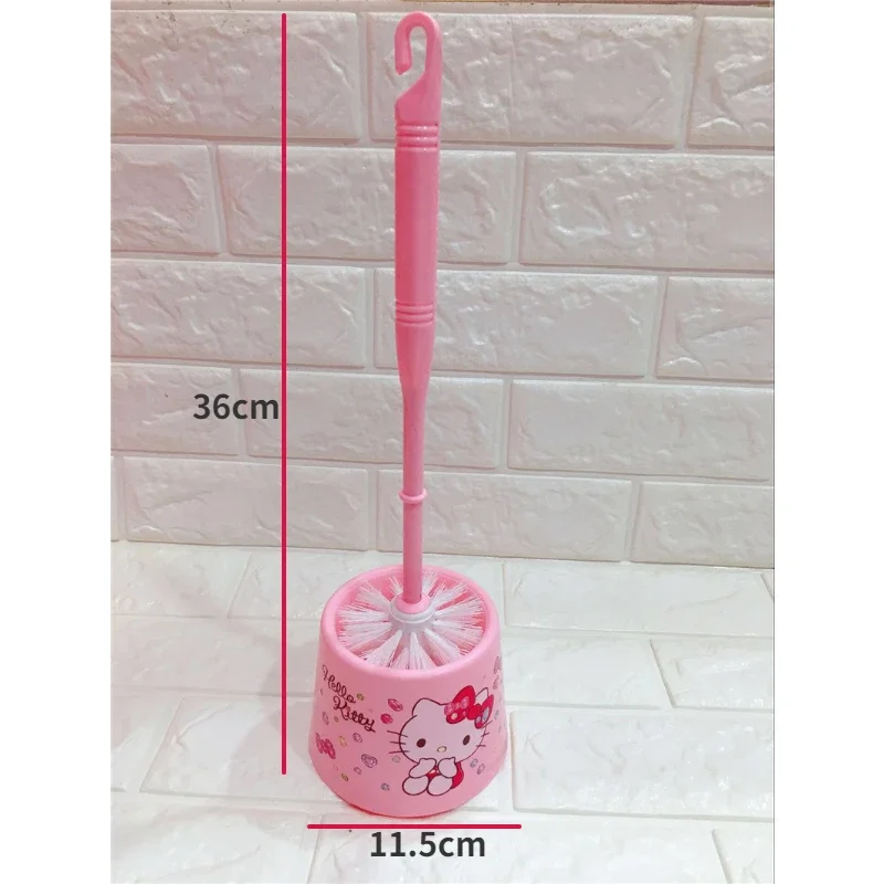 Sanrio Hello Kitty Cartoon Toilettenbürste, Reinigungswerkzeug, Bürste, Badezimmer mit Sockel, Toilettenbürsten-Set, weiches Haar, langer Griff