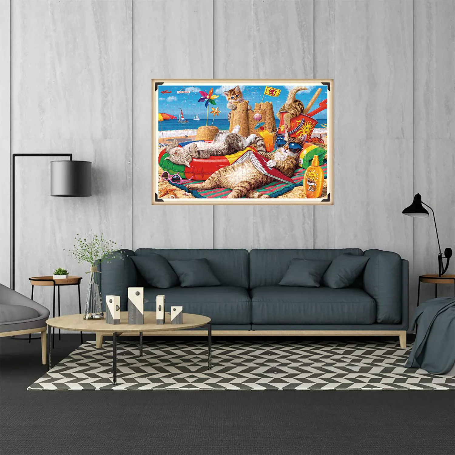 1000 Pieces BEACH CAT Jigsaw Puzzles for Adults Home Decor Games Family Fun Floor Puzzles Educational Toys for Kids