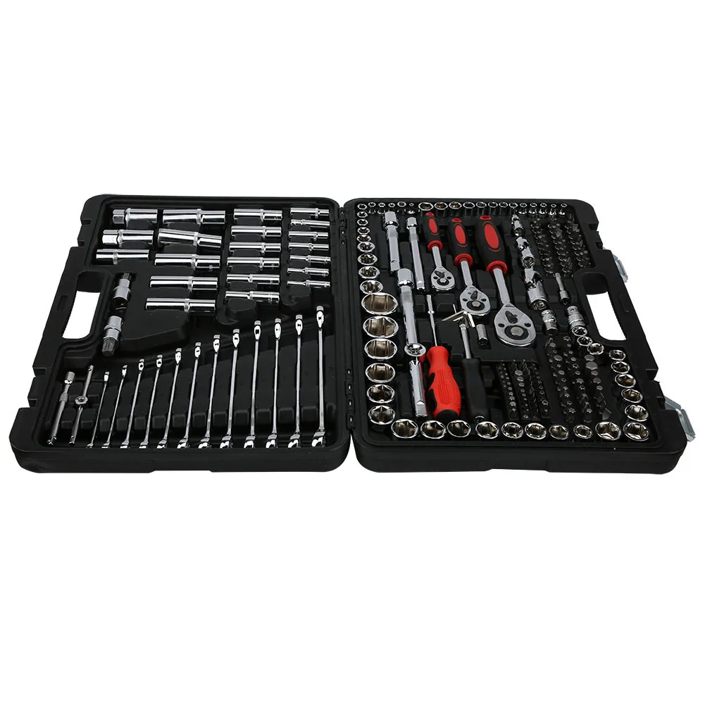 215 Stuks Ratelsleutel Set 1/4in 3/8in 1/2in Socket Set Tool Case Handgereedschap Kits Doos LPD00057