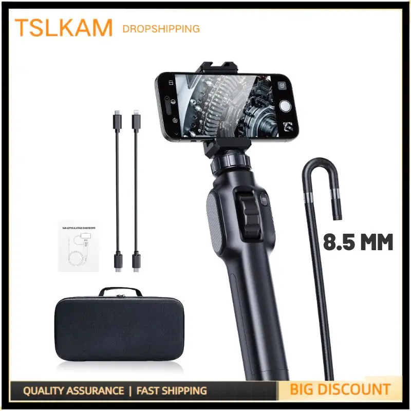 8.5MM 2MP Two-way Rotary Endoscope Articulation  Industrial Endoscope Cars Inspection Camera For IOS Android