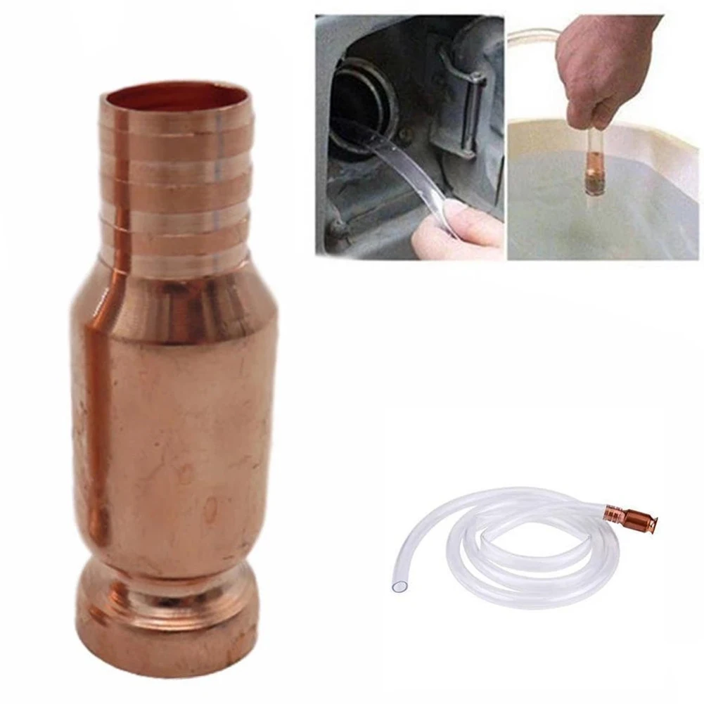 1pc Copper Siphon Connector for Fuel Oil Water Transfer with Manual Pump 2.48in Height Fits Most Containers No Hose Included