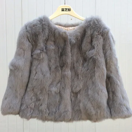 2024 New Women\'s Real Fur Coat High-waist Round Collar Cardigan Long-sleeved Slim Fit  Rabbit   Jacket Women T197