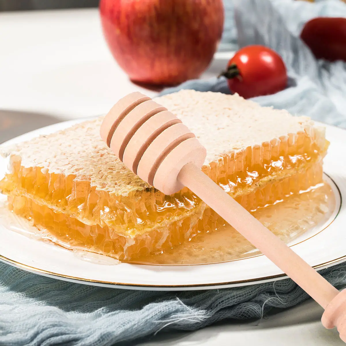 8Pcs Wooden Honey Dipper Sticks Large Stirrer for Kitchen Jam Syrup Mixing Sticky Food Sweetener Tool